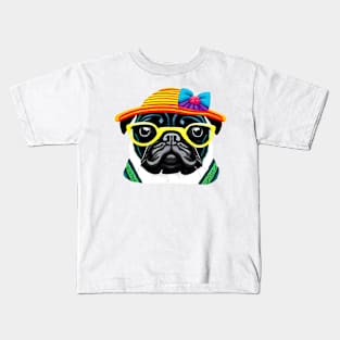 pug with hat Kids T-Shirt